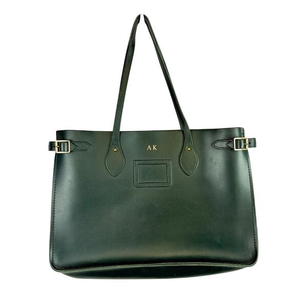 The Cambridge Satchel Company Tote Bag Leather in Racing Green Gold “AK” - Picture 1 of 13